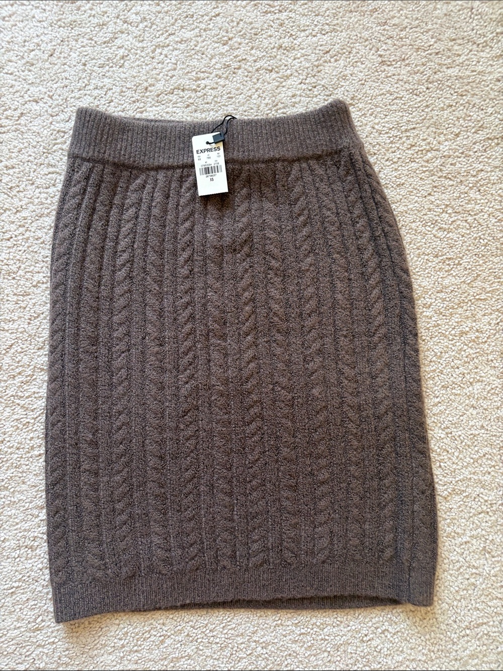 Express Women's Taupe Cable-Knit Pencil Skirt